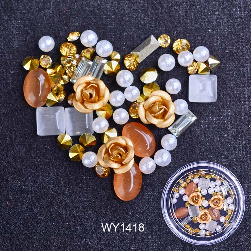 3D Nail Rhinestones Rose Jewelry Diverse DIY Gems Charming Mix Crystal Nail Art Decorations Gel Glitter Charms Nail Accessories