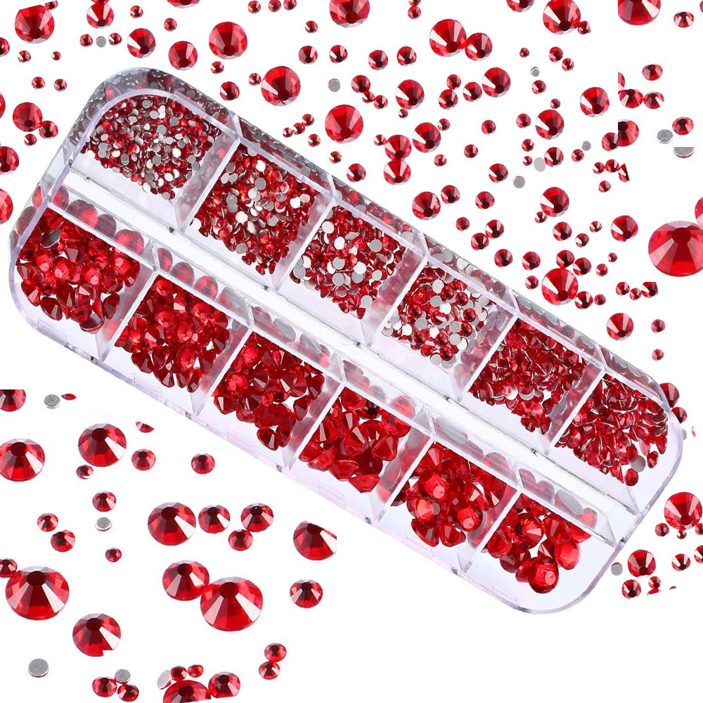 Nail Art Rhinestones Kit 2400pcs Nail Gems Ab Flatback Rhinestones Gems Stones with Storage Organizer for Design Bright Holiday