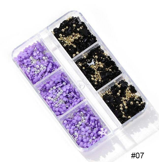 Nail Art Rhinestones Kit 2400pcs Nail Gems Ab Flatback Rhinestones Gems Stones with Storage Organizer for Design Bright Holiday