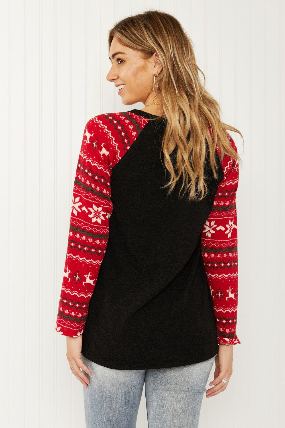 Heimish Winter Wonderland Full Size Christmas Baseball Sleeve Top