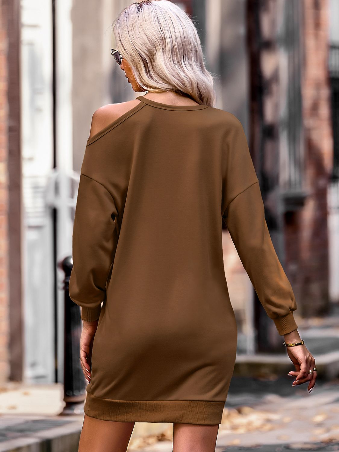 LOVE Cold-Shoulder Sweatshirt Dress