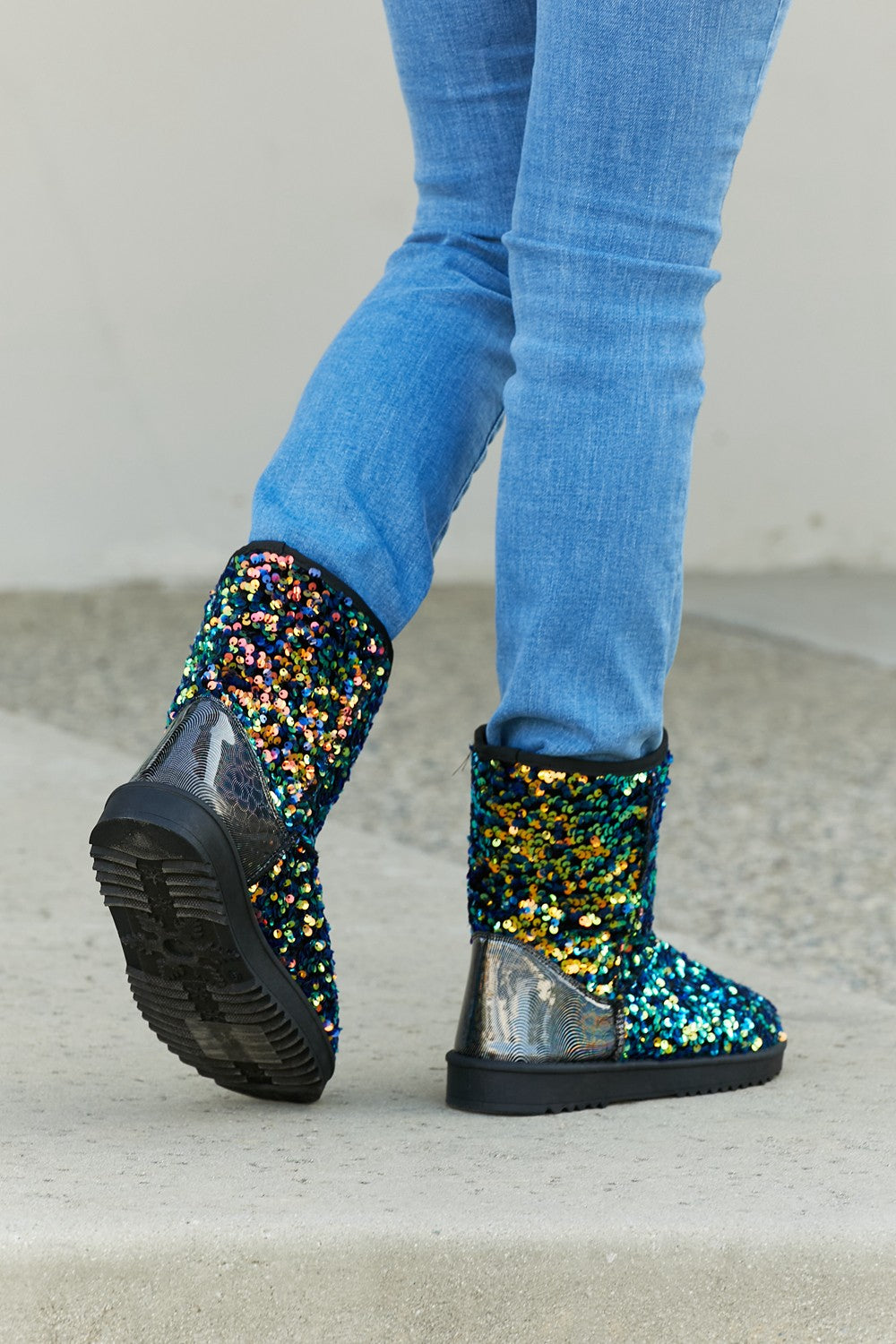 Forever Link Dazzle Me Multicolor Sequin Snow Booties