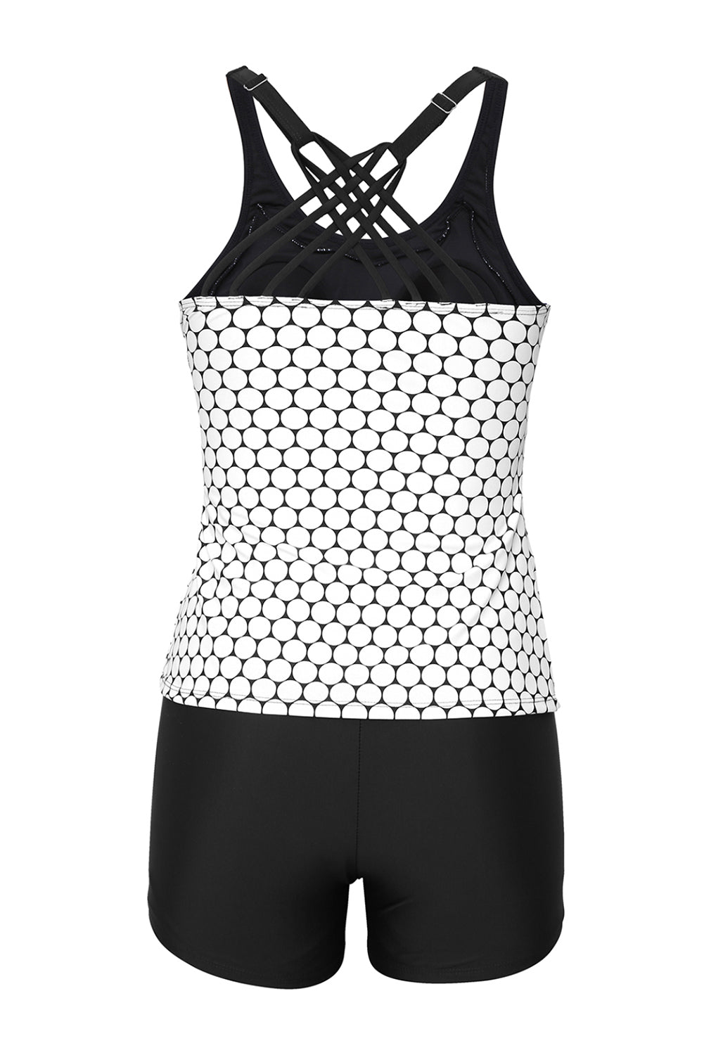 Printed Crisscross Tankini and Swim Shorts Set