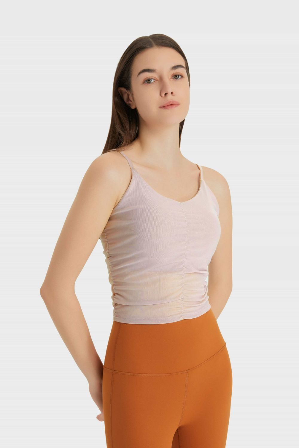 Ruched V-Neck Cropped Sports Cami