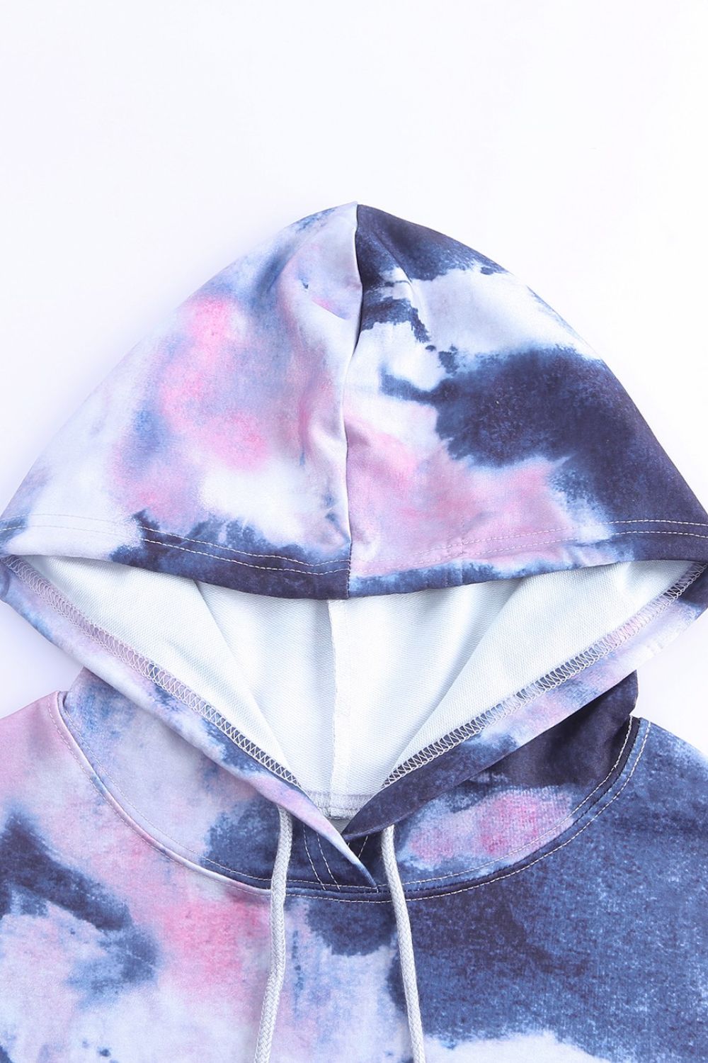 Tie-Dye Drawstring Detail Hoodie with Kangaroo Pocket
