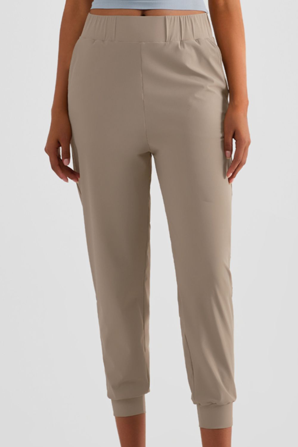 Elastic Waist Cropped Joggers with Side Pockets