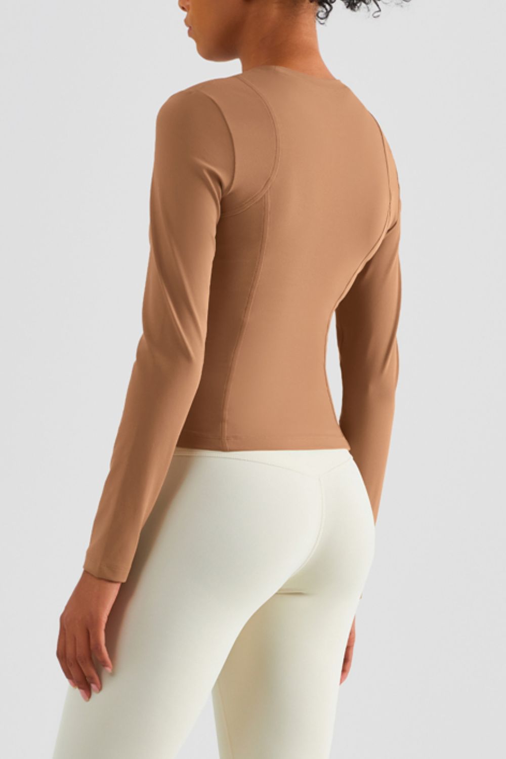Seam Detail Round Neck Long Sleeve Sports Top