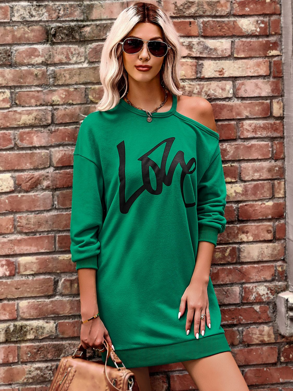 LOVE Cold-Shoulder Sweatshirt Dress