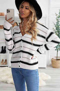 Block Striped Drop Shoulder Cardigan