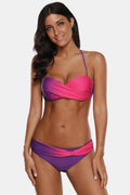 Gradient Crisscross Halter Neck Bikini Set