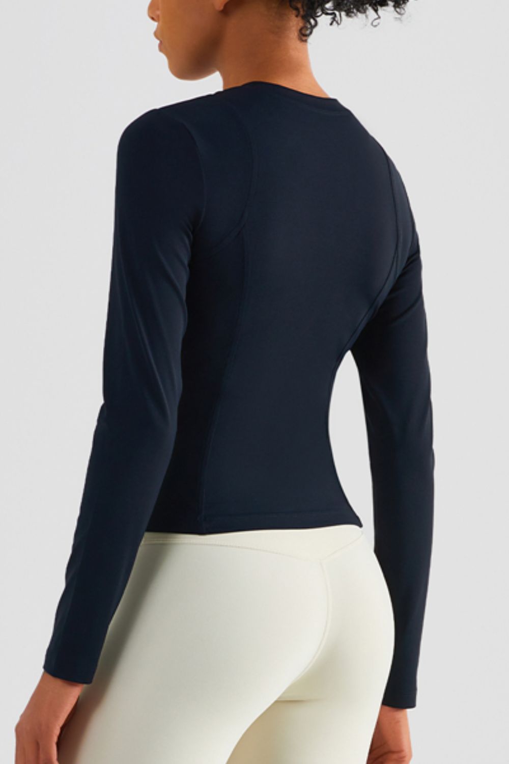 Seam Detail Round Neck Long Sleeve Sports Top