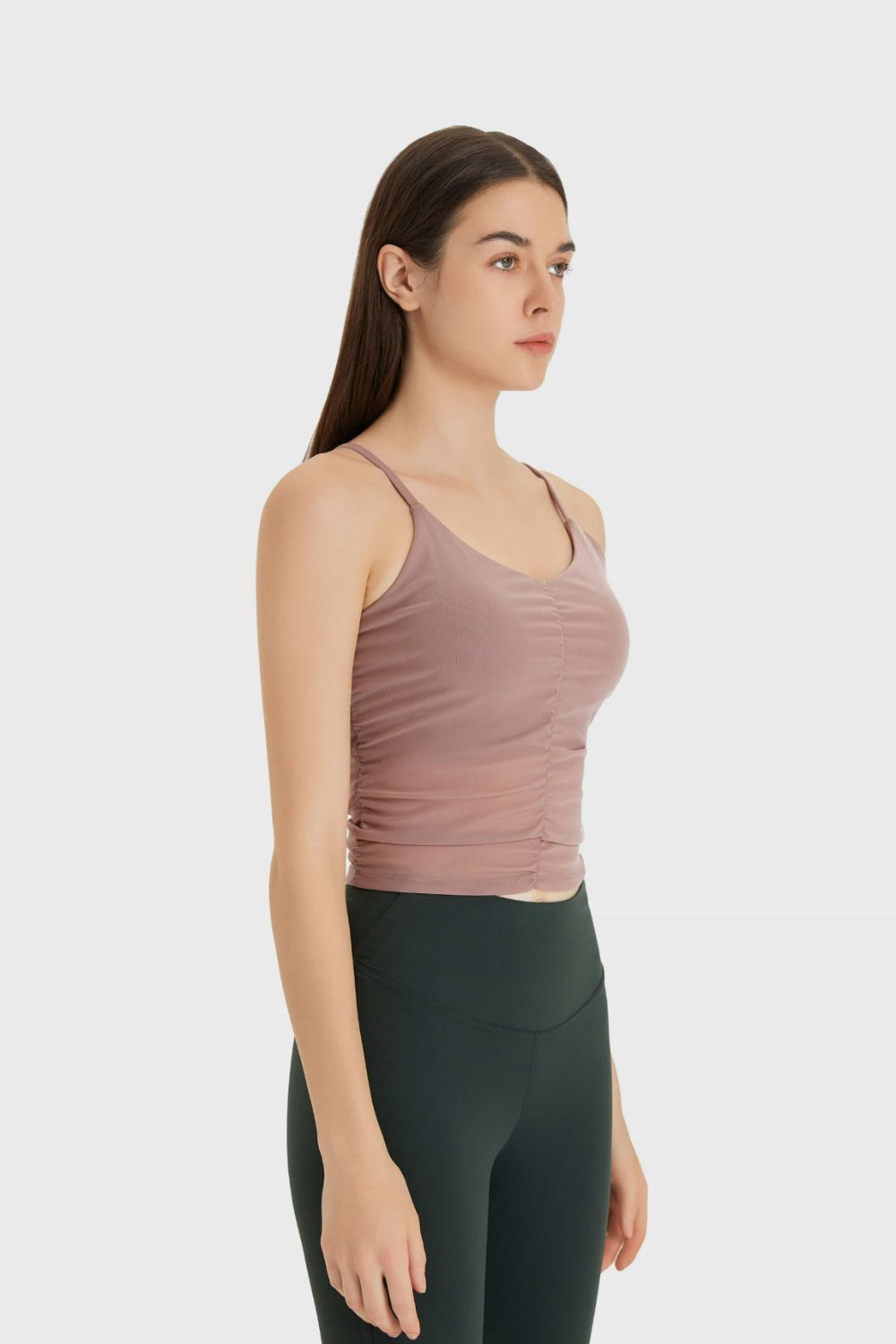 Ruched V-Neck Cropped Sports Cami