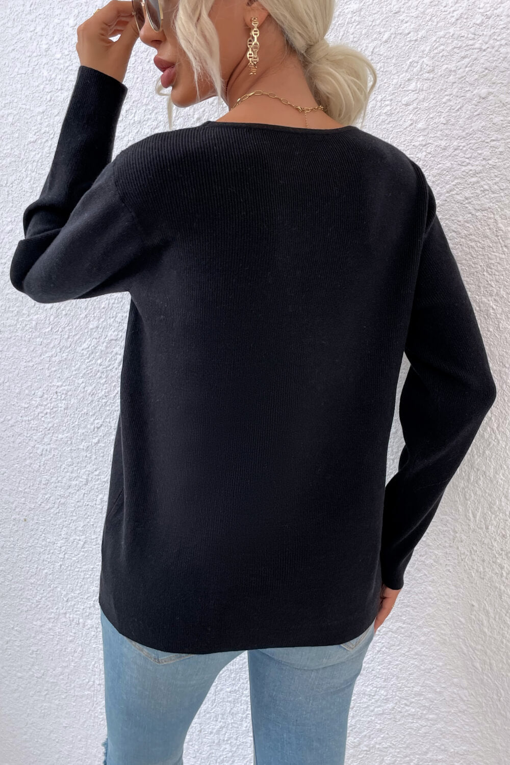 Crisscross V-Neck Knit Top