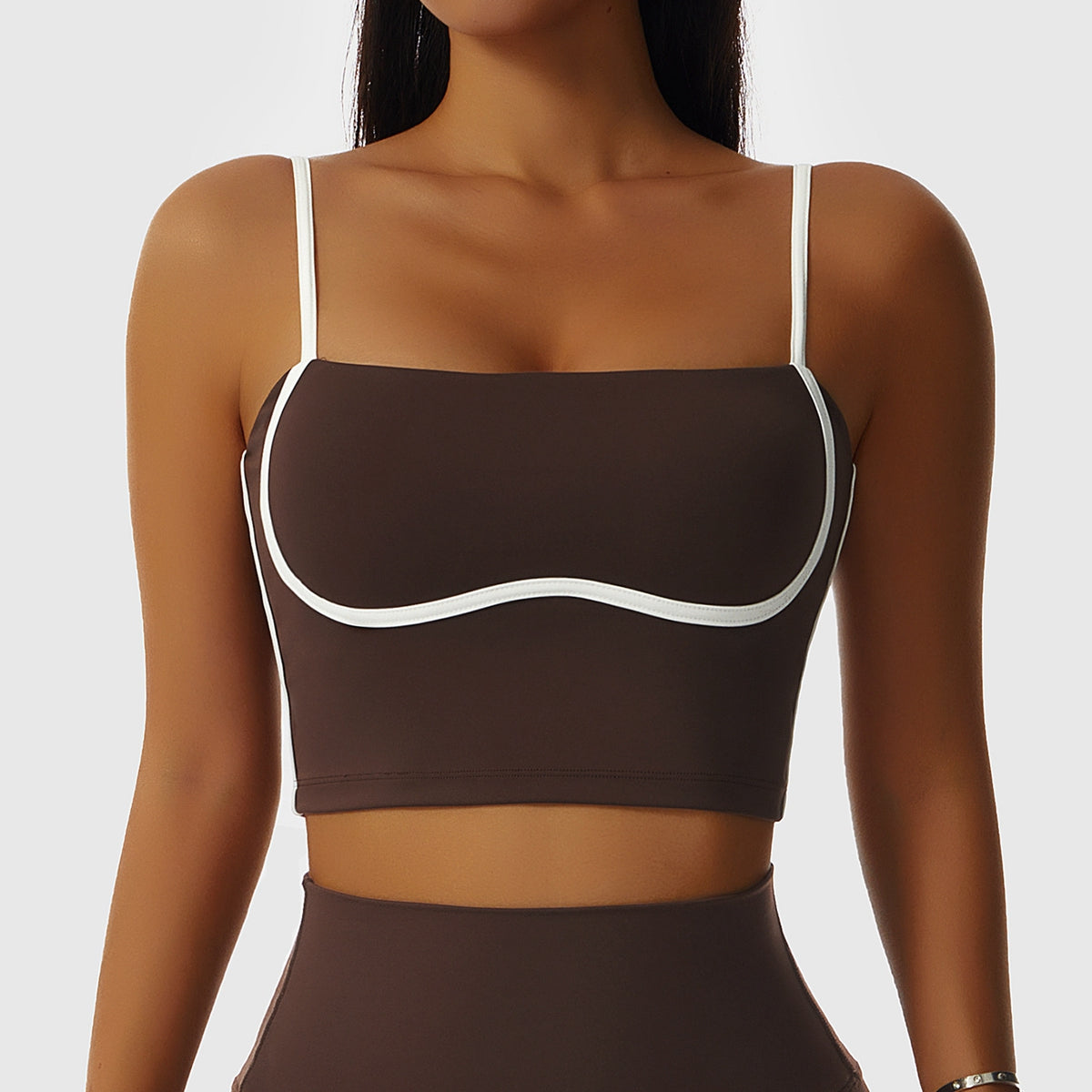 Contrast Spaghetti Strap Sports Bra
