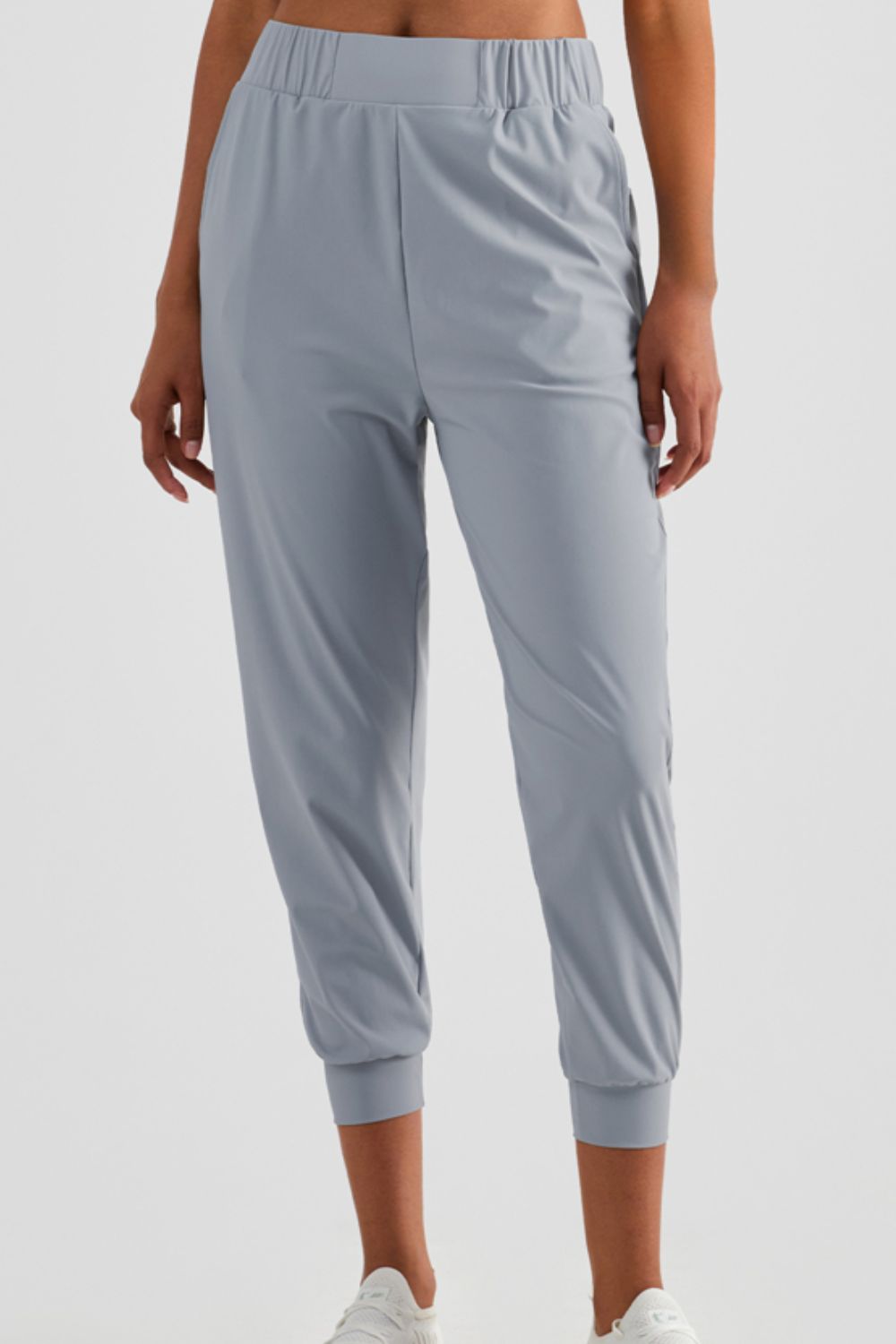Elastic Waist Cropped Joggers with Side Pockets