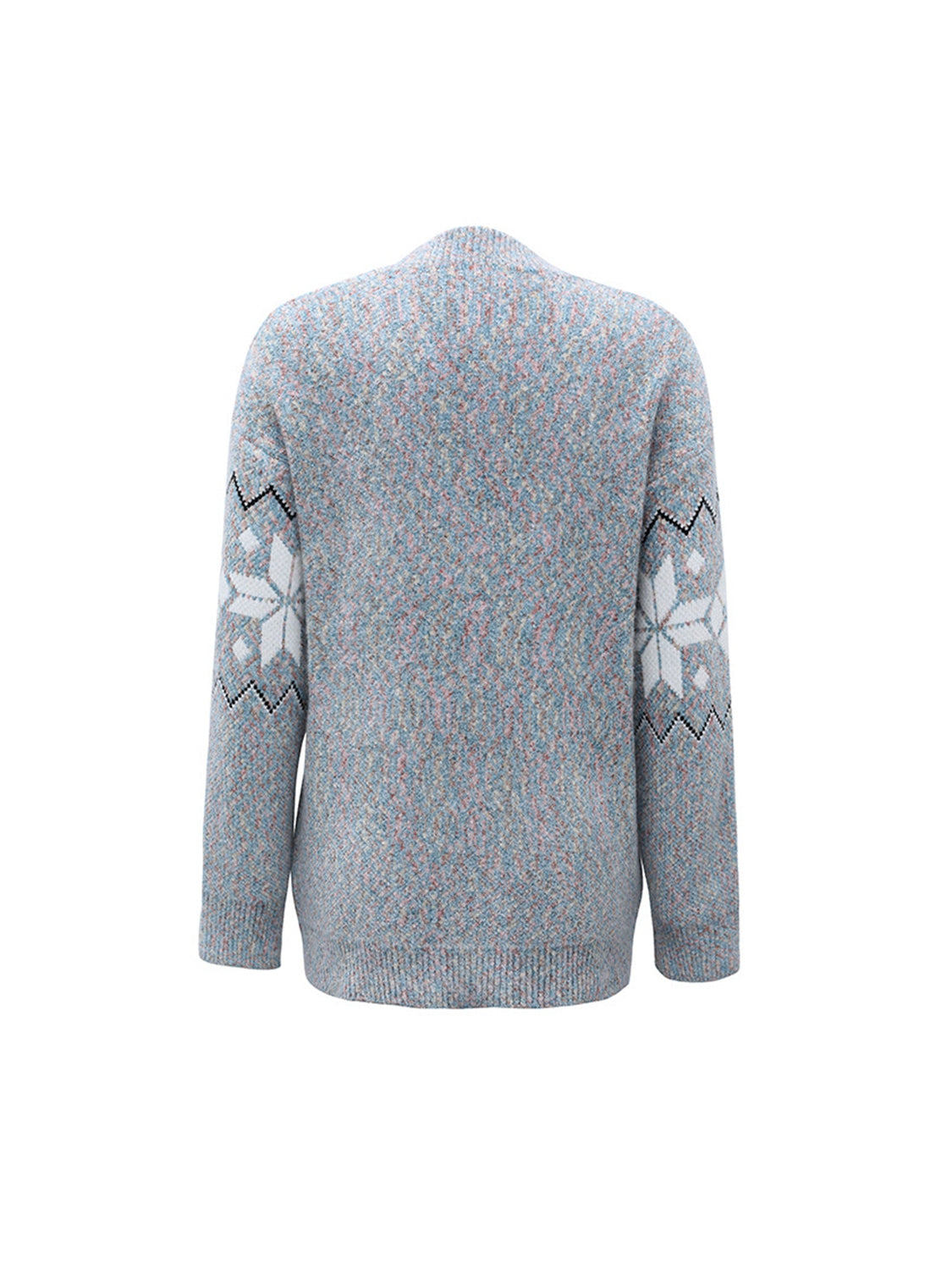 Fair Isle Snowflake Pattern Cardigan with Pockets