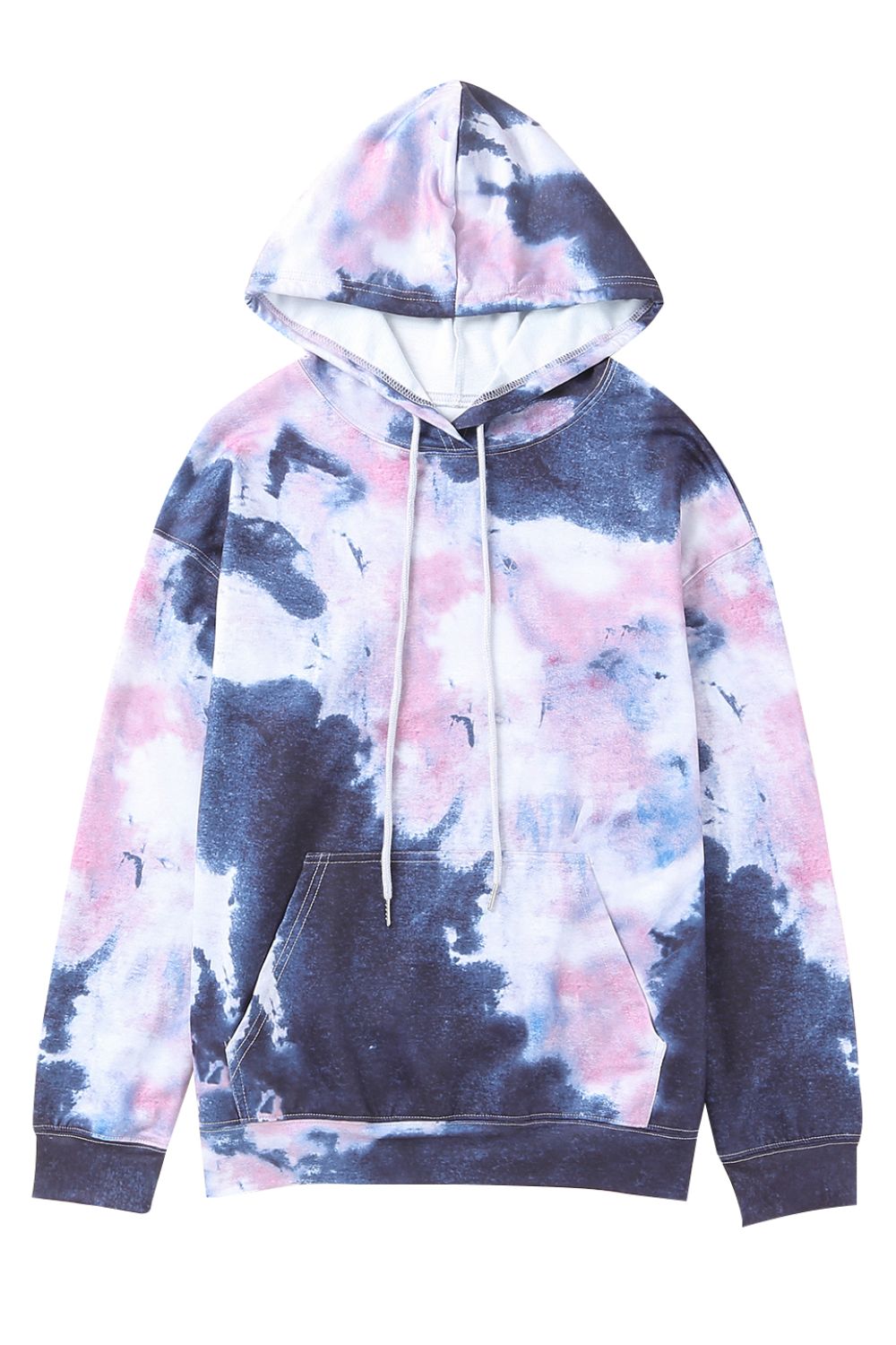 Tie-Dye Drawstring Detail Hoodie with Kangaroo Pocket