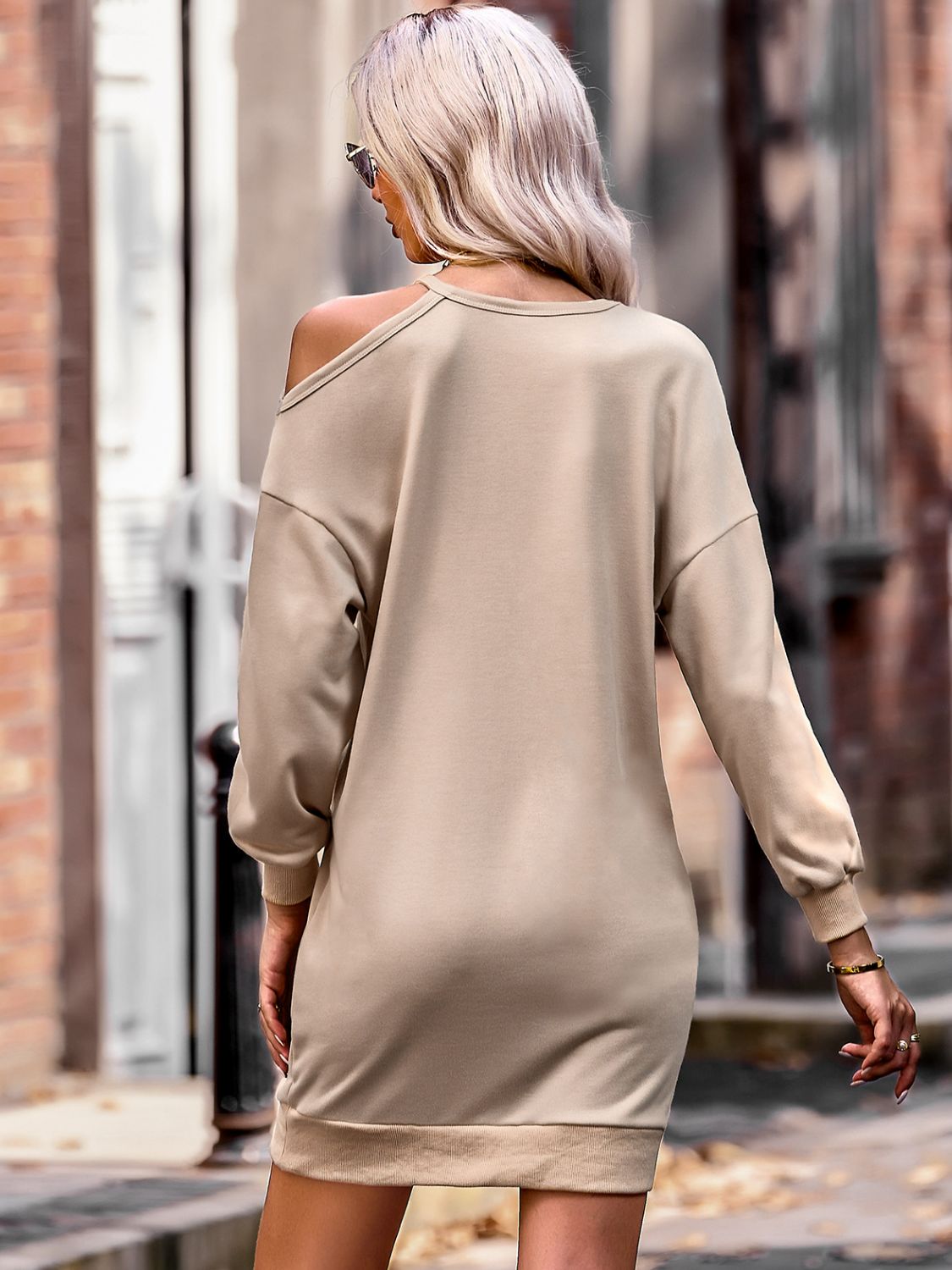 LOVE Cold-Shoulder Sweatshirt Dress