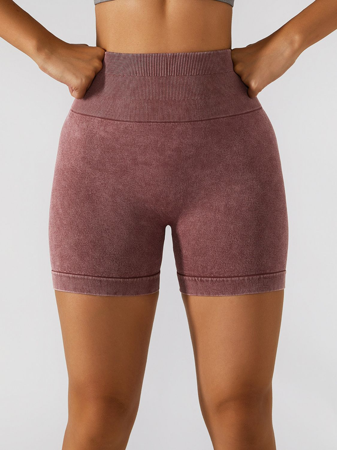 Acid Wash Textured Biker Shorts