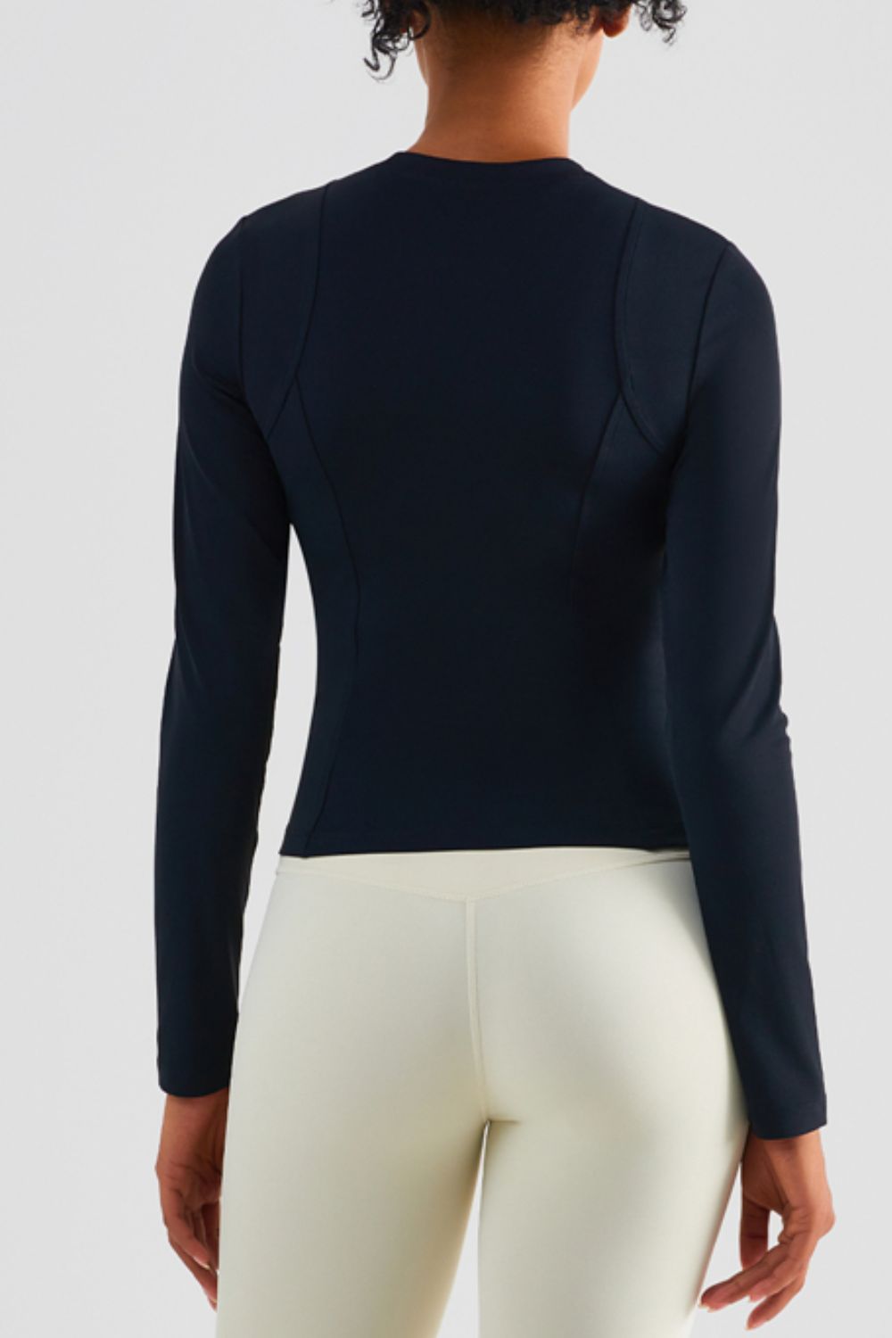 Seam Detail Round Neck Long Sleeve Sports Top