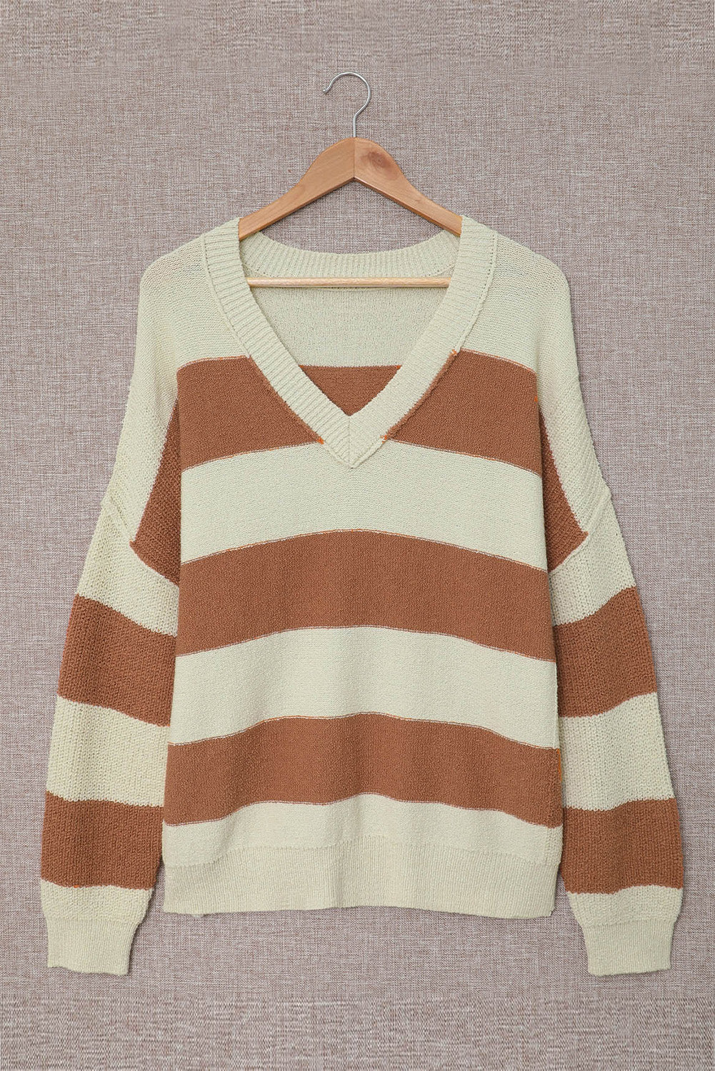 Plus Size Striped V-Neck Sweater