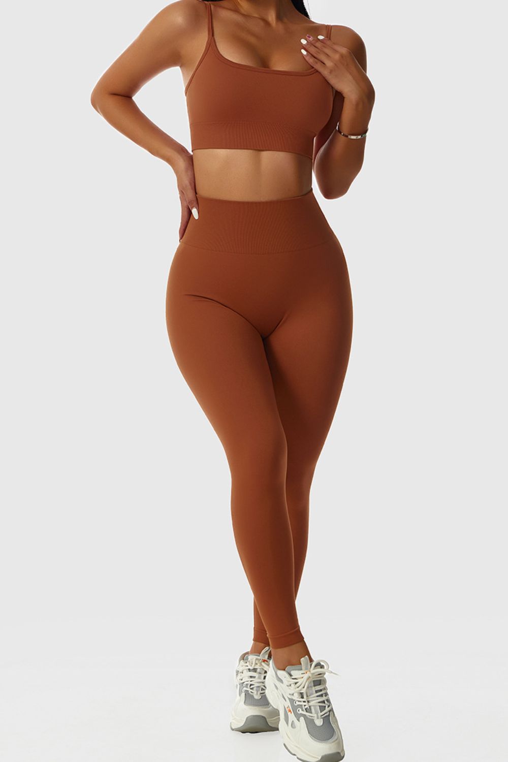 Breathable Sports Bra and Elastic Waistband Leggings Set