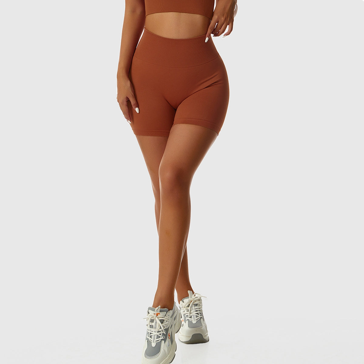 Elastic Waistband Seamless Biker Shorts