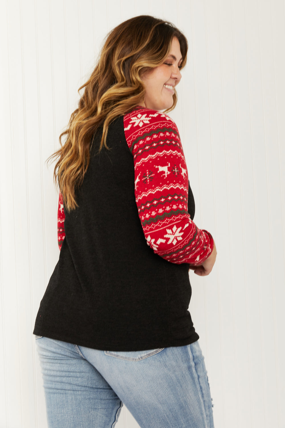 Heimish Winter Wonderland Full Size Christmas Baseball Sleeve Top