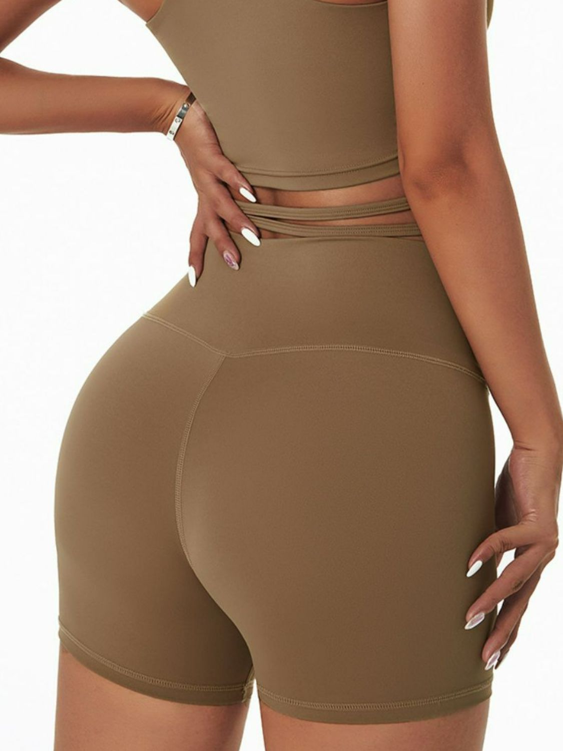 Drawstring Ruched Biker Shorts (Bottoms Only)