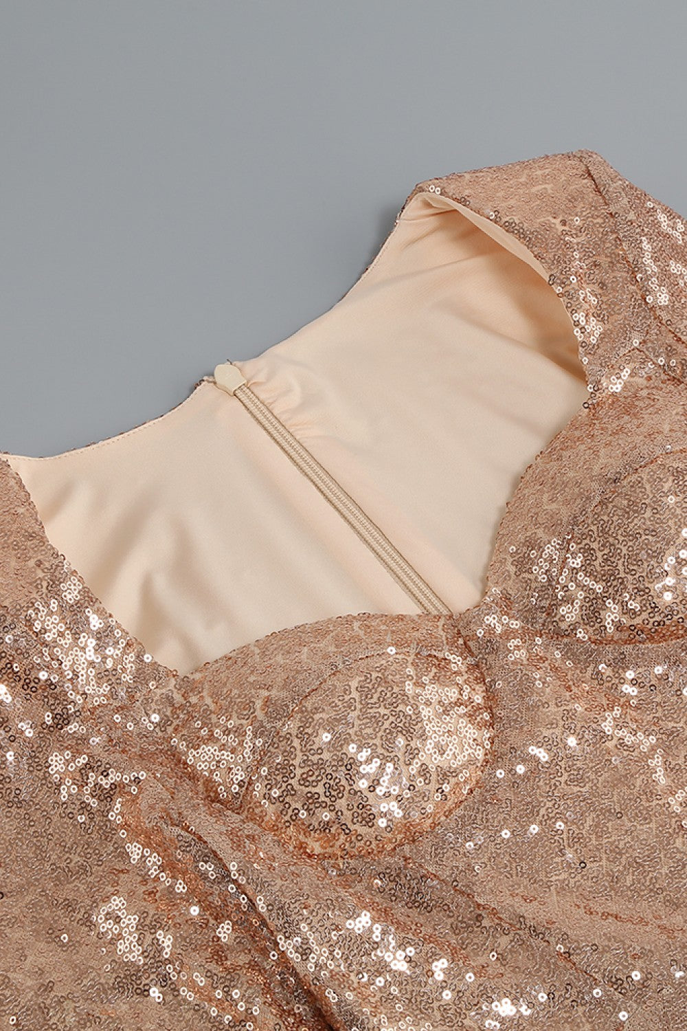 Sequin Sweetheart Neck Feather Hem Mini Dress