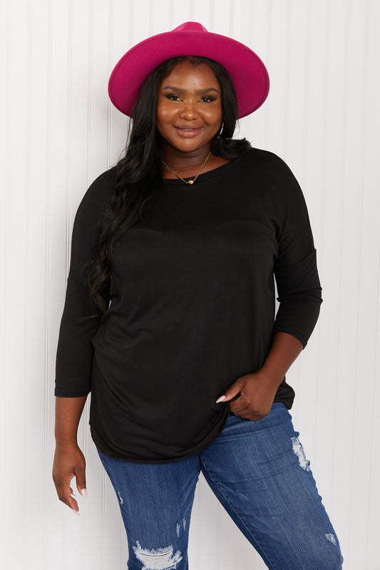 Acting Pro City Loft Full Size Three-Quarter Sleeve Tunic Top