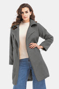 Lapel Collar Zipper Cuff Sherpa Coat