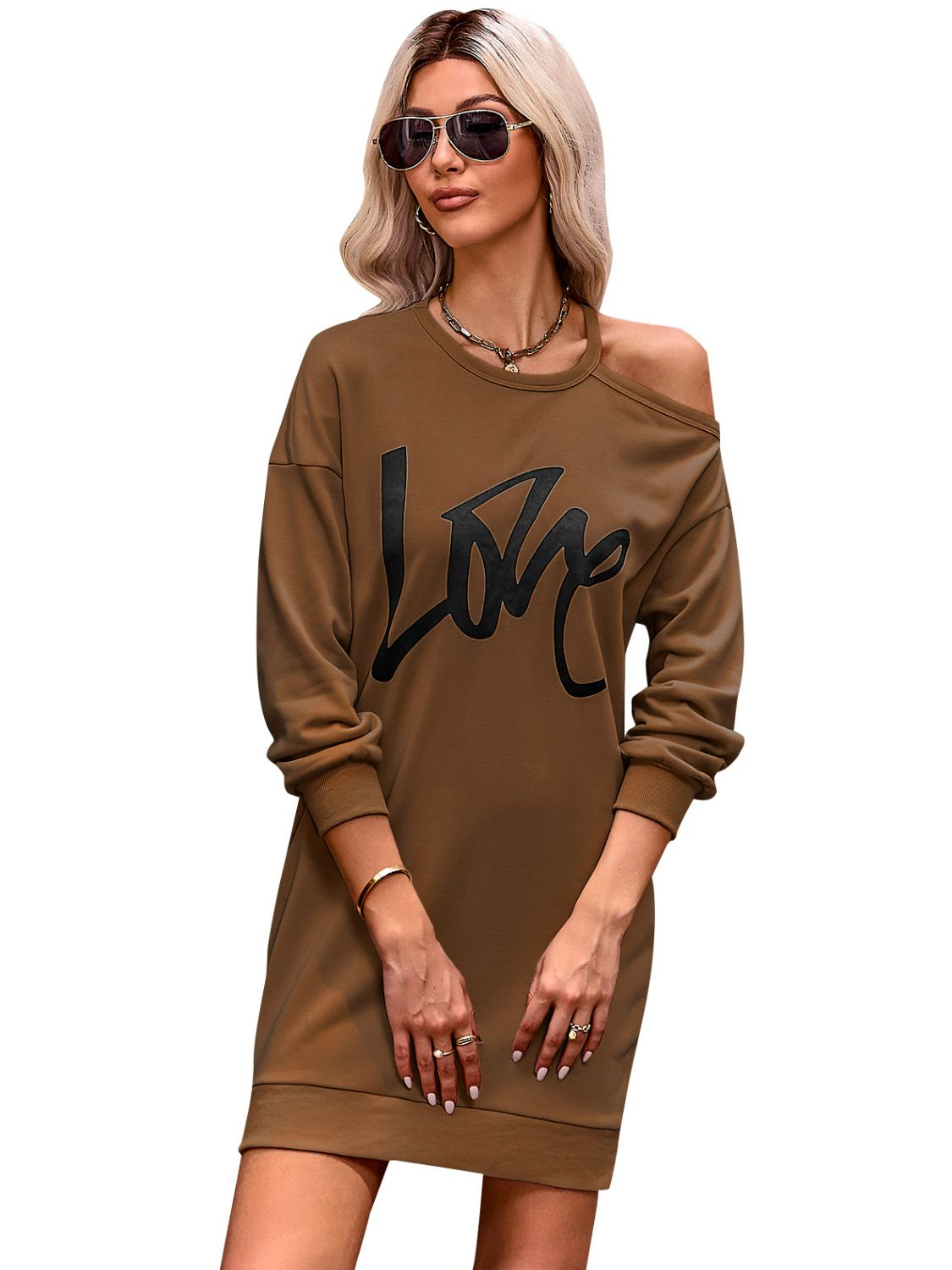LOVE Cold-Shoulder Sweatshirt Dress