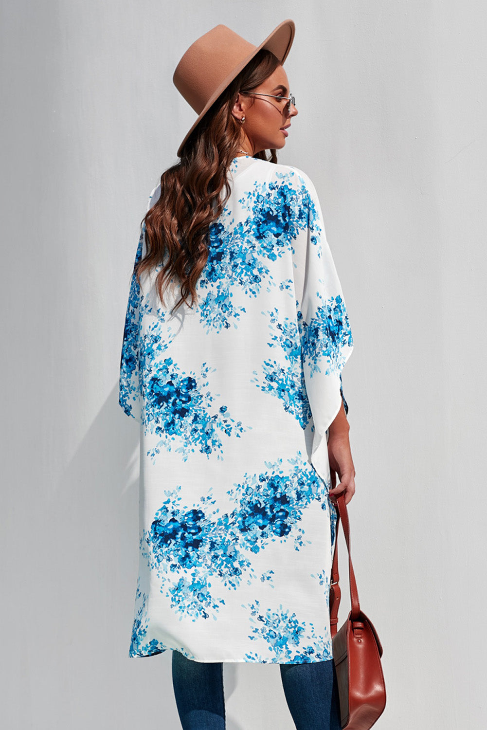Floral Print Chiffon Kimono