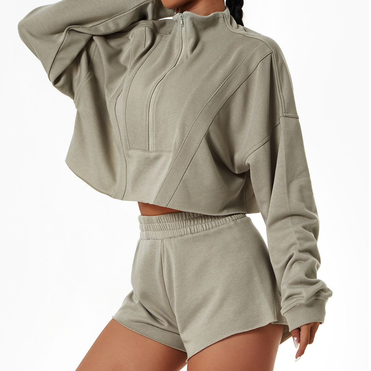 Elastic High Waist Raw Hem Sports Shorts