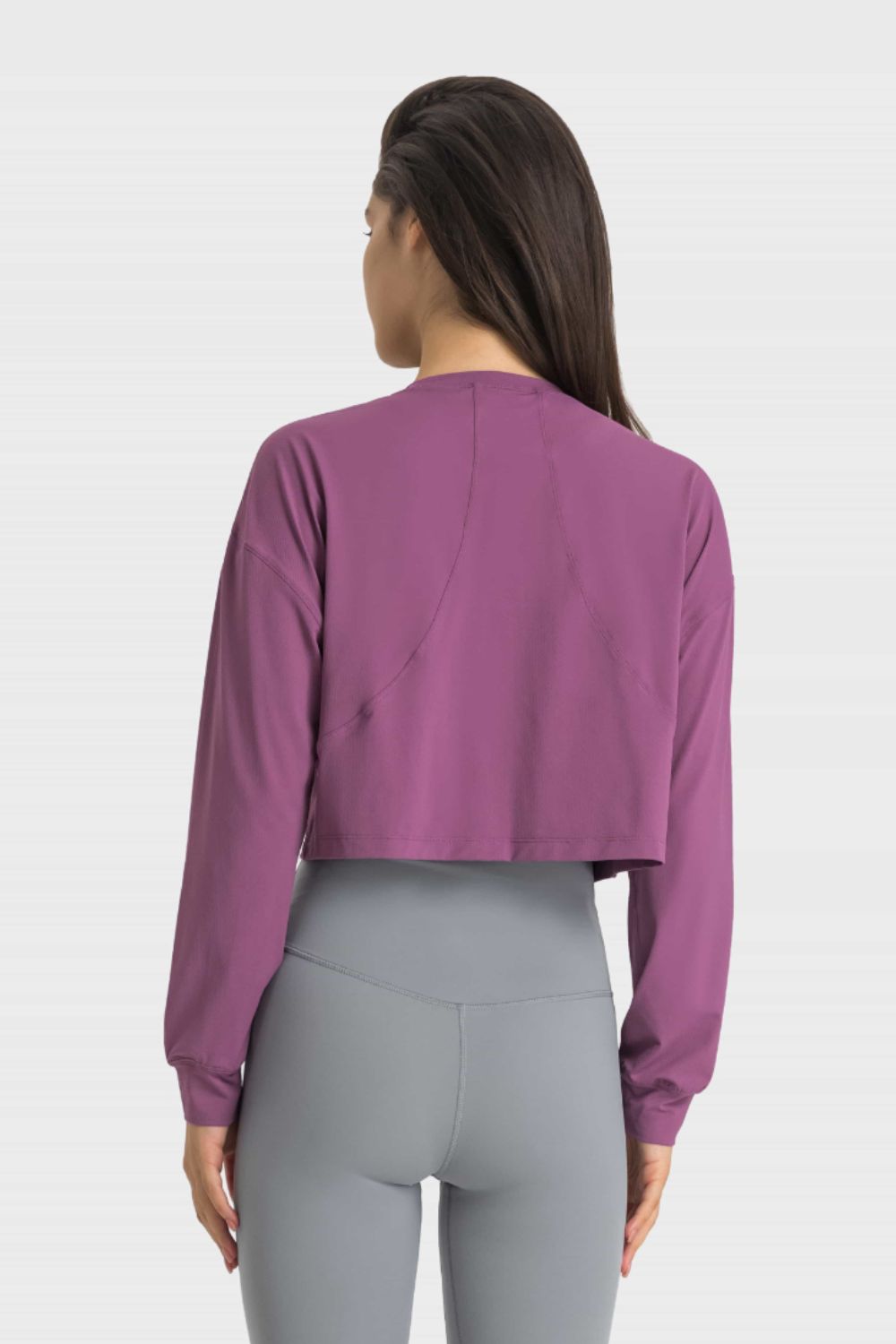 Dropped Shoulder Round Neck Cropped Sports Top
