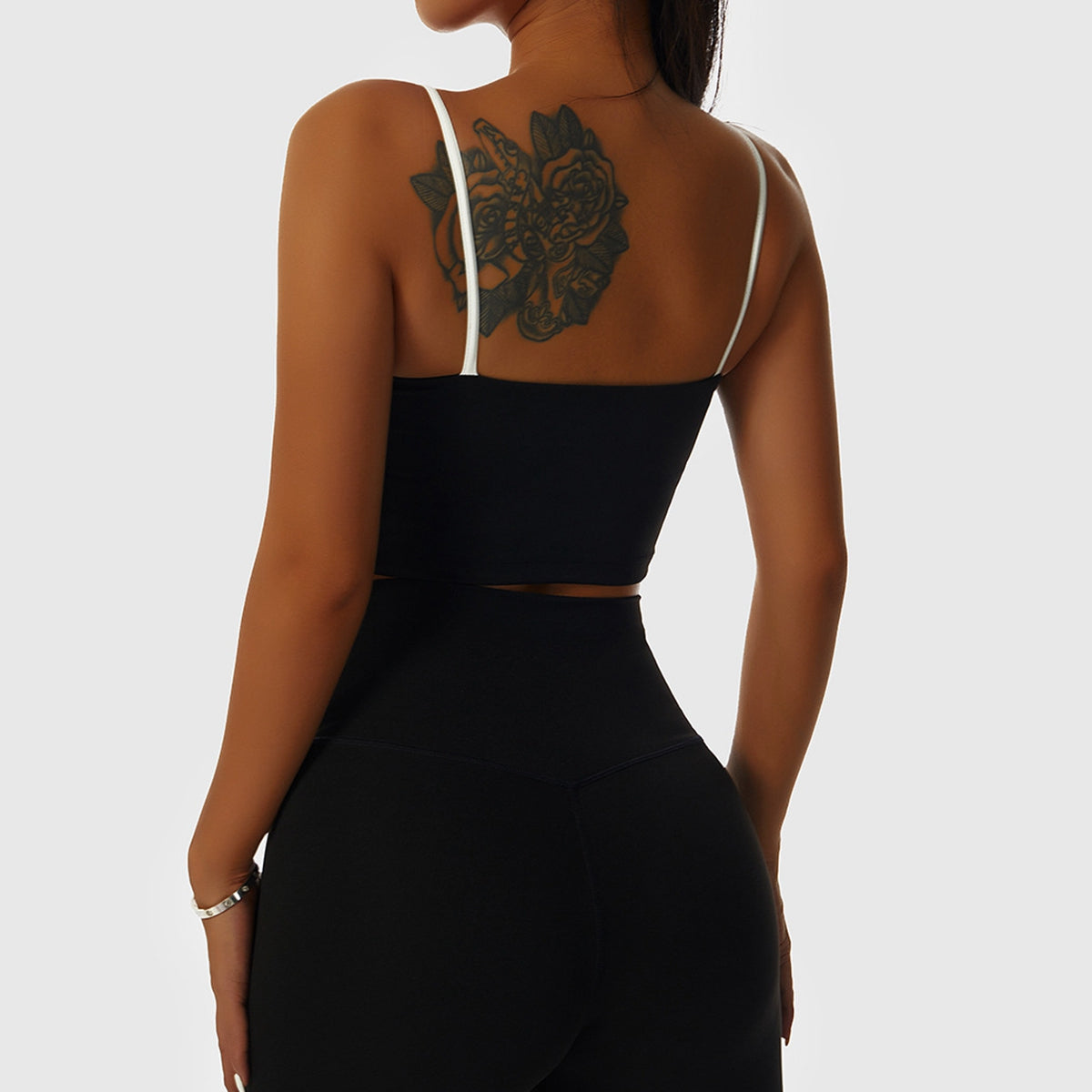 Contrast Spaghetti Strap Sports Bra
