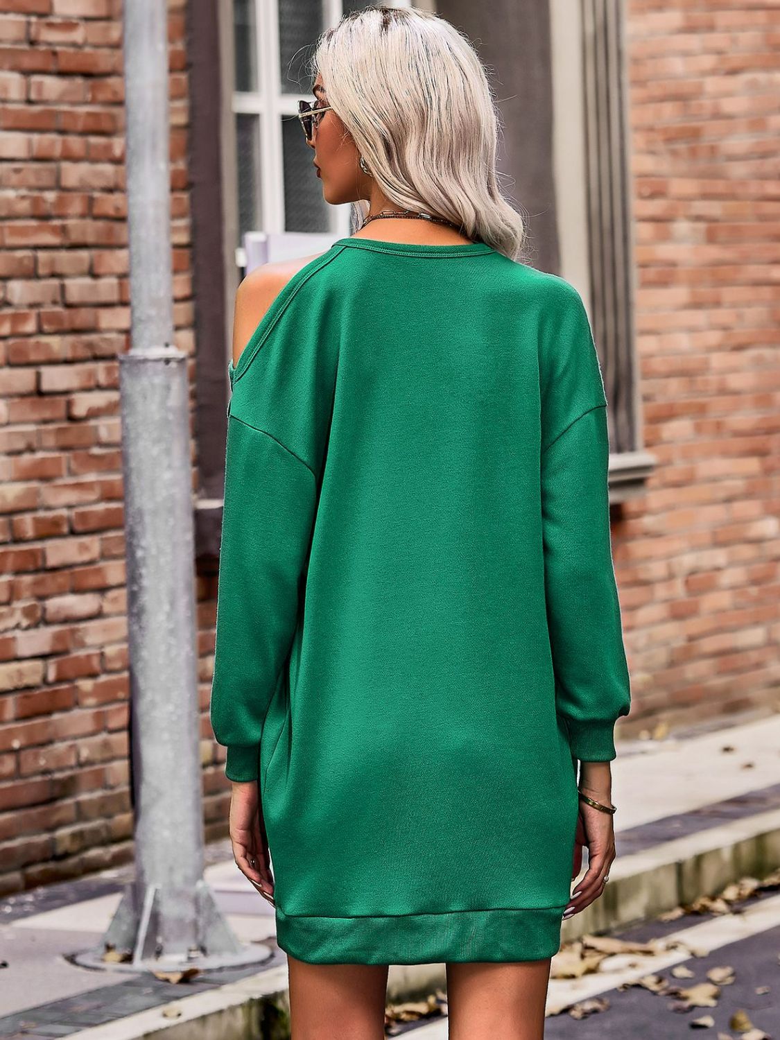 LOVE Cold-Shoulder Sweatshirt Dress